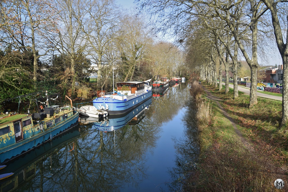 Le Canal du Midi à Ramonville et ses bateaux